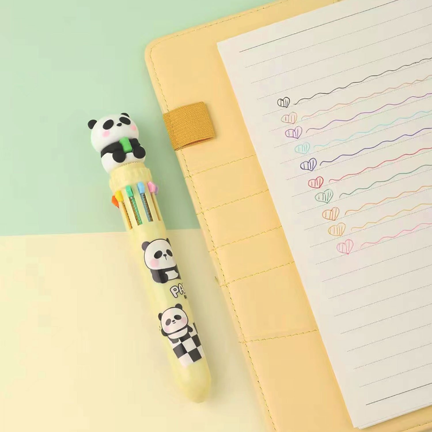 Khata Khori Panda Series Ten Color Ballpoint Cute Multicolor Pen